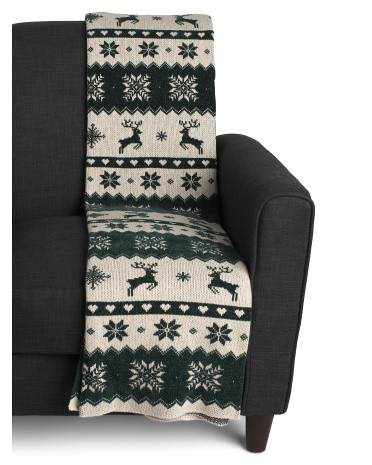 50x70 Reindeer And Snowflake Throw | TJ Maxx