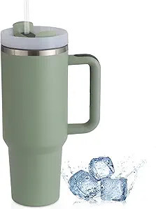 slok 40 oz Tumbler with Handle and Straw, Stainless Steel Vacuum Insulated Water Tumbler for Hot ... | Amazon (US)