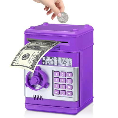 MAGIBX Piggy Bank Toys for 8 Year Old Girl Birthday Gifts, Money Saving Box for Girls Toys Age 6-8-10, Cash Coin Bank Toys for Ages 5-7, ATM Machine for Kids 8-12, Purple | Amazon (US)