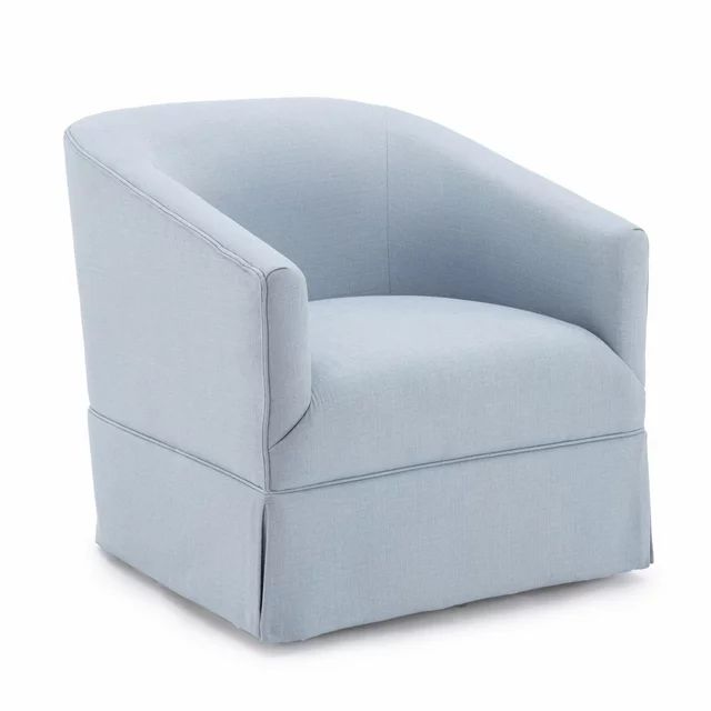 Elm Sky Blue Woven Polyester Fabric Skirted 360-degree Swivel Accent Chair | Walmart (US)