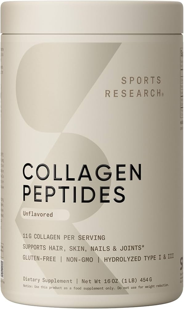 Sports Research Collagen Peptides - Hydrolyzed Type 1 & 3 Collagen Powder Protein Supplement for ... | Amazon (US)