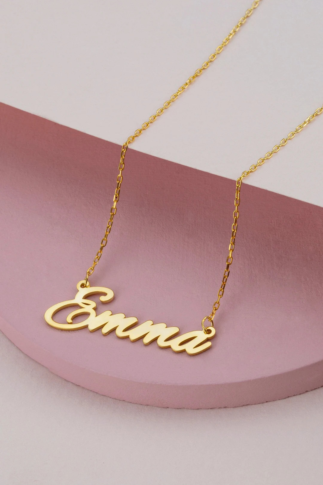 14k 18k 10k Solid Gold Cursive Name Necklace, Personalized Family Name Necklace, Custom Minimal J... | Etsy (US)