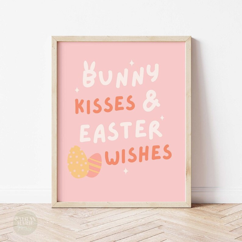 Bunny Kisses and Easter Wishes Print Kids Easter Printable - Etsy | Etsy (US)