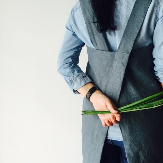 SALE! Linen Pinafore Apron - Heavyweight 100% Flax Linen, Japanese Apron, Crossback Apron, Linen Pin | Etsy (US)