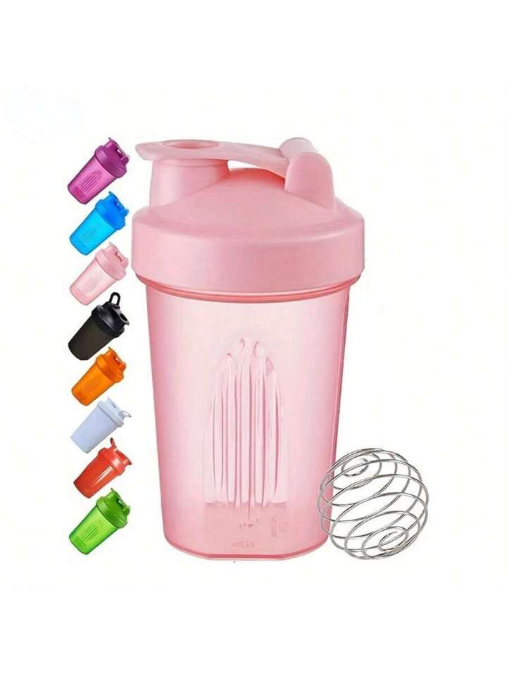 1pc Pink 12OZ/400 ML Shaker Bottle Classic Loop Hook & Leak Proof,Scale ,A Small Stainless Whisk ... | SHEIN