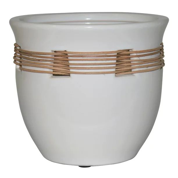 Better Homes&gardens 8 inch White Glazed Ceramic Basket Pot | Walmart (US)