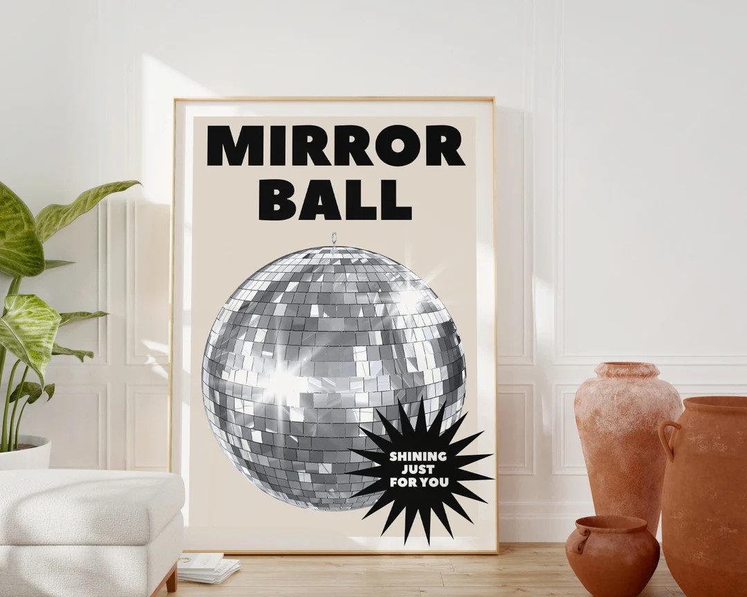 Mirrorball Taylor Print, Groovy Disco Ball, Retro Room Decor, Lyric Swiftie Merch, Trendy College... | Etsy (US)