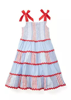 Crown & Ivy™ Girls 4-6x Bow Strap Pattern Mix Dress | Belk