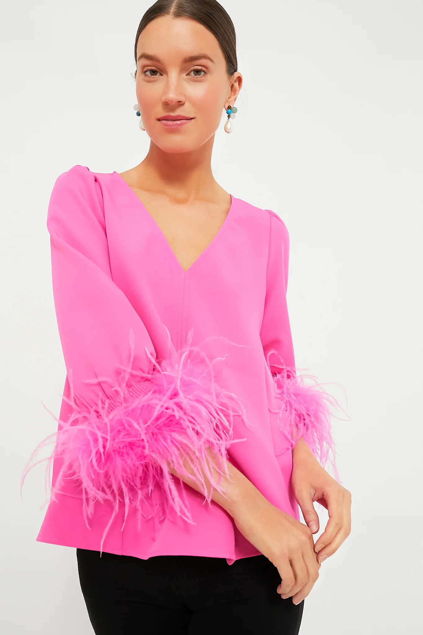 Hot Pink Feather Easton Blouse | Tuckernuck (US)