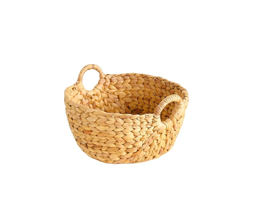 Eden Grace - Round Wicker Basket, Mini Catchall with Round Handles - Arrow Weave, Natural Color M... | Amazon (US)