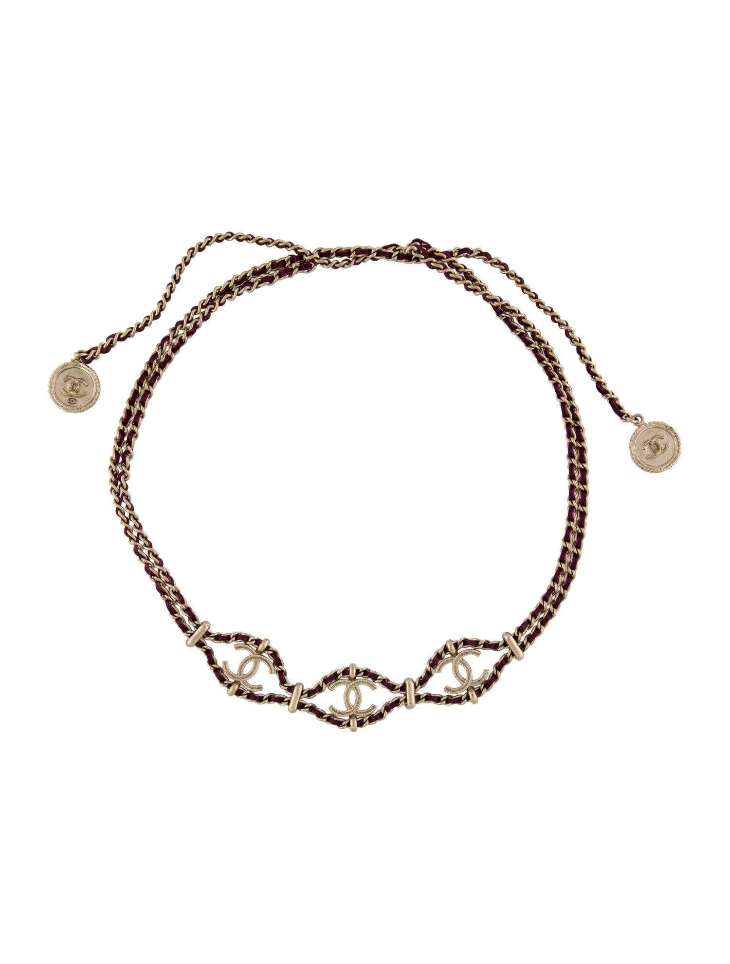 Chanel Woven Leather CC Lariat Necklace - Pink Choker, Necklaces - CHA1340699 | The RealReal | The RealReal