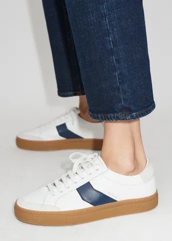 Leather Lace-Up Contrast Sole Sneaker | ME + EM