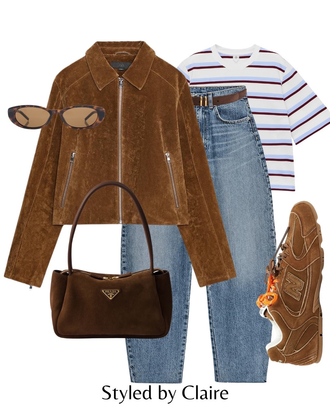 Suede on suede😮‍💨😮‍💨😮‍💨
Tags: Zara 100% leather jacket barrel balloon jeans stripe boxy tshirt belt new balance 204L chestnut laces Prada fashion autumn transitional inspo outfit ideas chic women’s style layers capsule wardrobe trending trainers 

#LTKstyletip #LTKbag #LTKshoes