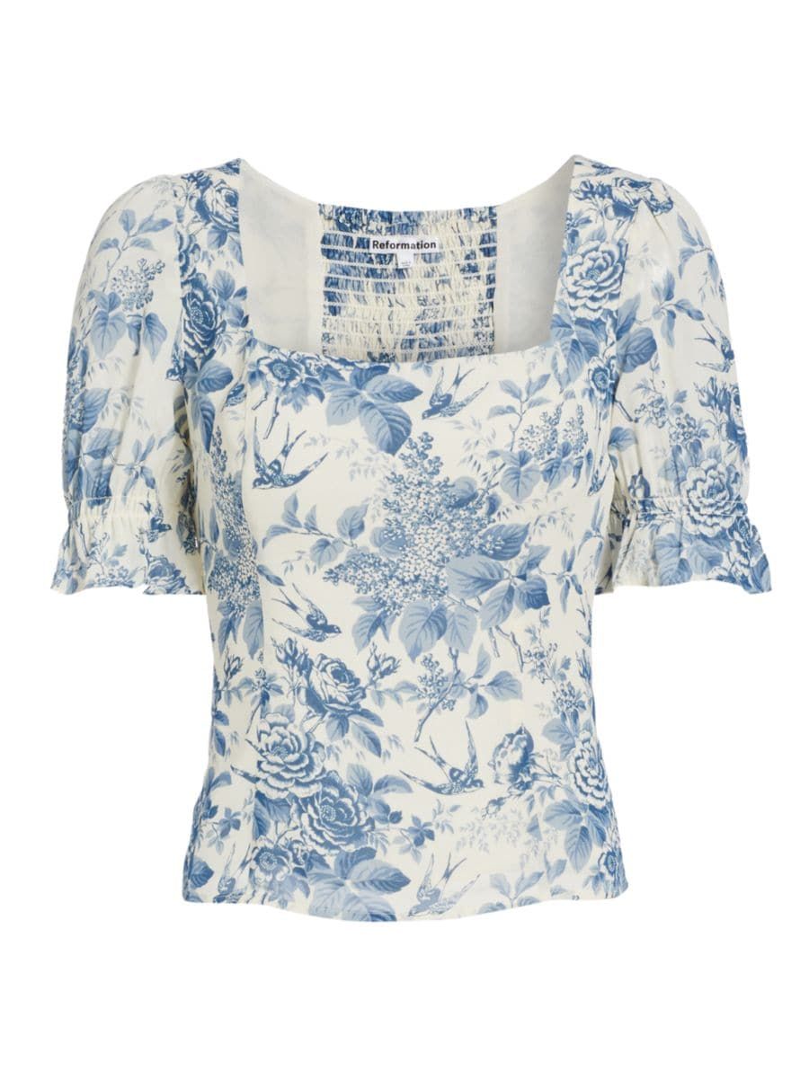 Constance Smocked Toile Top | Saks Fifth Avenue