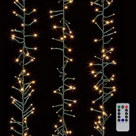 RAZ Imports Lights 19.6' Cluster Garland Green Wire with 600 White Light and Remote (Ref G3737059... | Amazon (US)