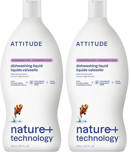 Attitude Dish Soap, Plant-based, Hypoallergenic, Eco-friendly, Coriander & Olive, 23.7 Fl Oz (Pack of 2) | Amazon (US)