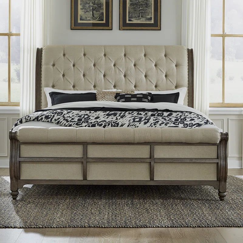 Tufted Solid Wood and Upholstered Panel Bed | Wayfair North America