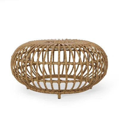 Boho Faux Rattan Coffee Table, 29.5" W - Handcrafted Polyethylene Rattan, Indoor/Outdoor Use | Wayfair North America