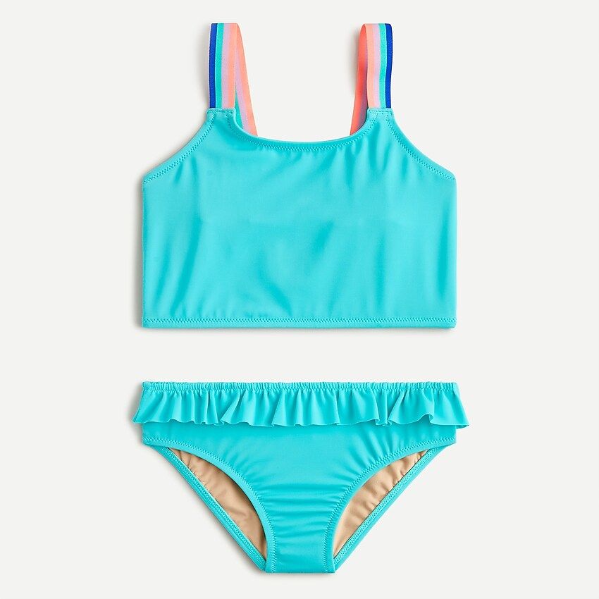Girls' rainbow strap two-piece swimsuit | J.Crew US