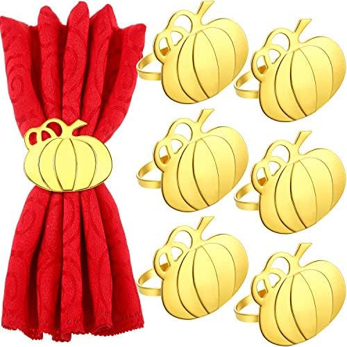 Pumpkin Napkin Rings Thanksgiving Napkin Rings Holders Fall Autumn Napkin Buckle Metal Serviette Rin | Amazon (US)