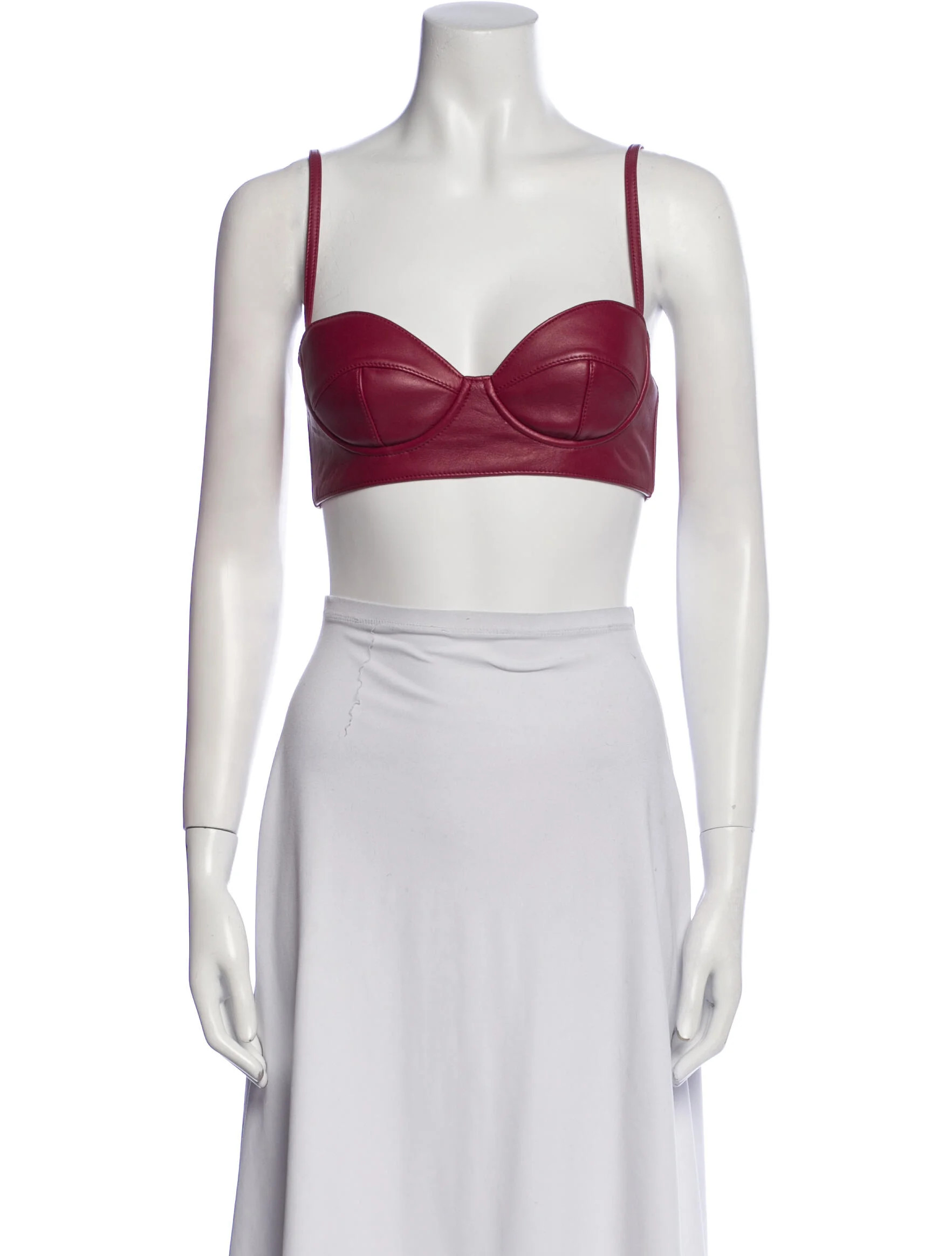 Moschino Leather Square Neckline Crop Top - Red Tops, Clothing - MOS90471 | The RealReal | The RealReal