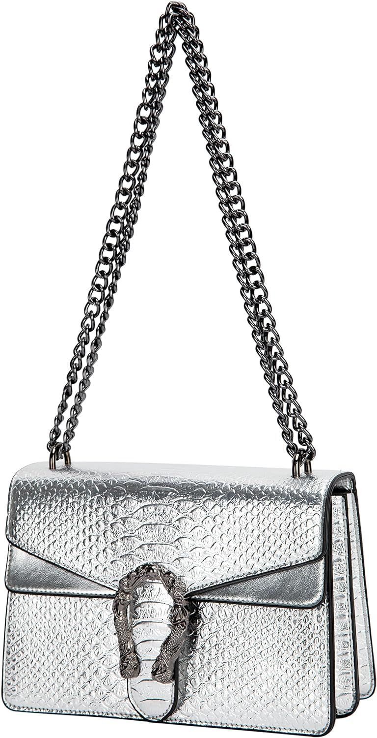 DEEPMEOW Leather Shoulder Bag Chain Purse for Women - Fashion Crossbody Bags Snake Print Underarm... | Amazon (US)
