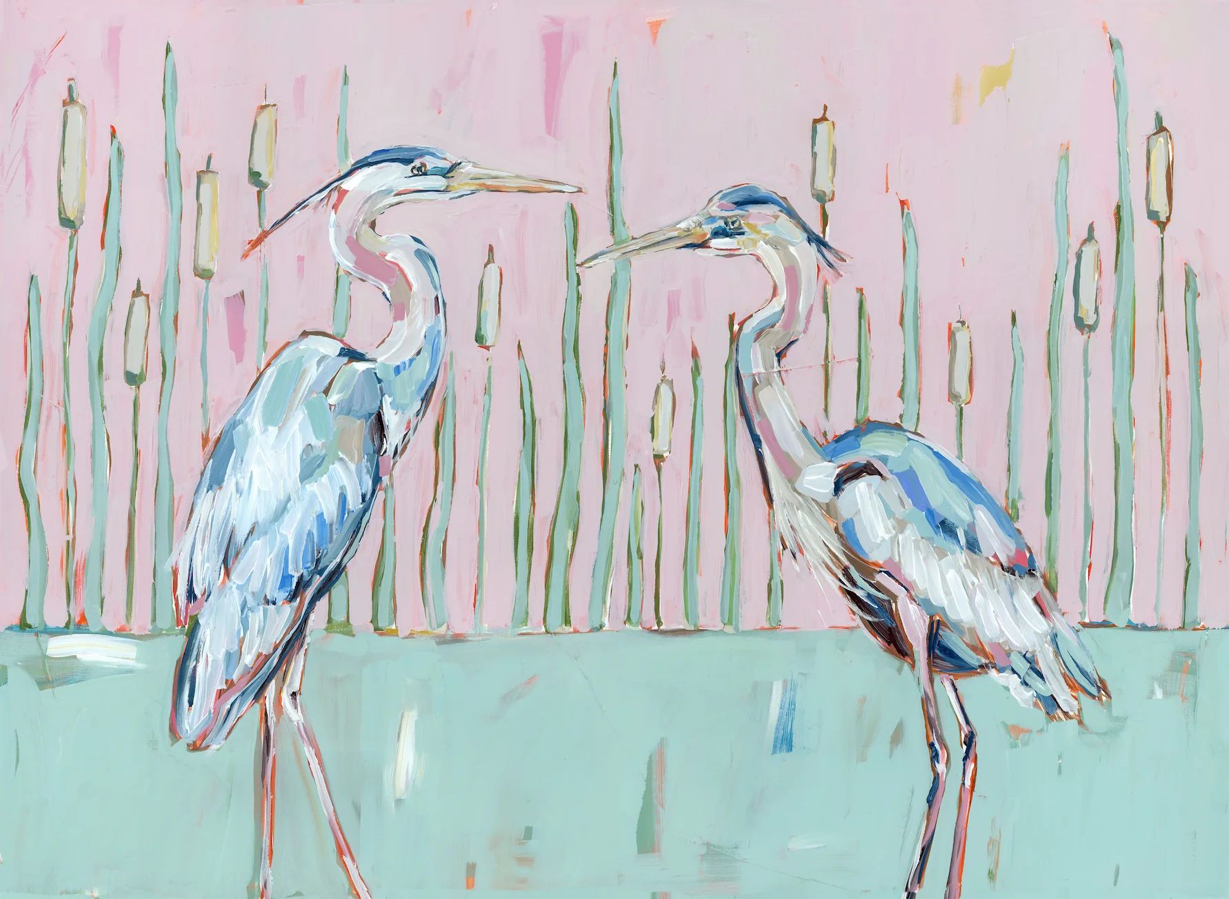 "Follow Your Path" blue herons on paper | Chelsea McShane Art