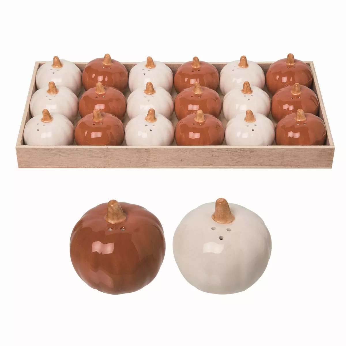 Transpac Harvest Pumpkin Dolomite Salt and Pepper Shakers Collectables Multicolor 15.75 in. Set o... | Target