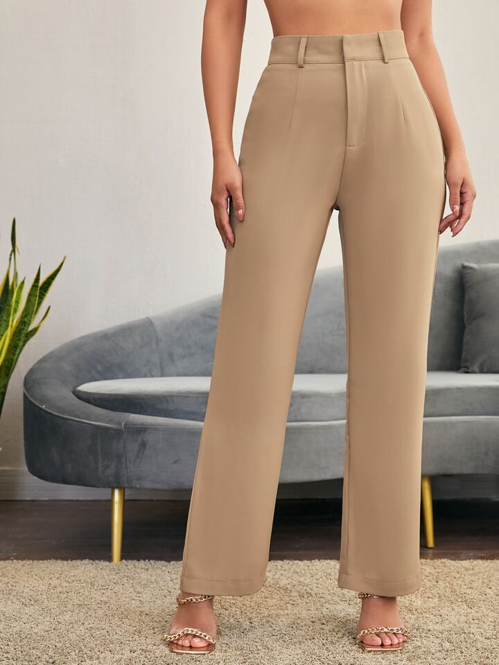 SHEIN Essnce Solid Straight Leg Pants | SHEIN