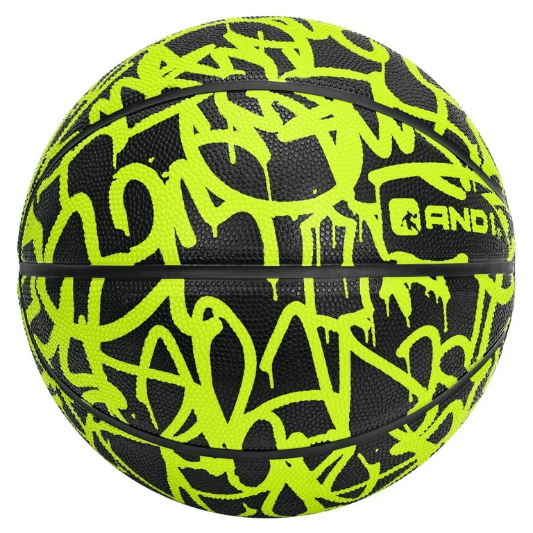 AND1 Graffiti Printed Rubber Basketball, Volt & Black, 27.5" | Walmart (US)