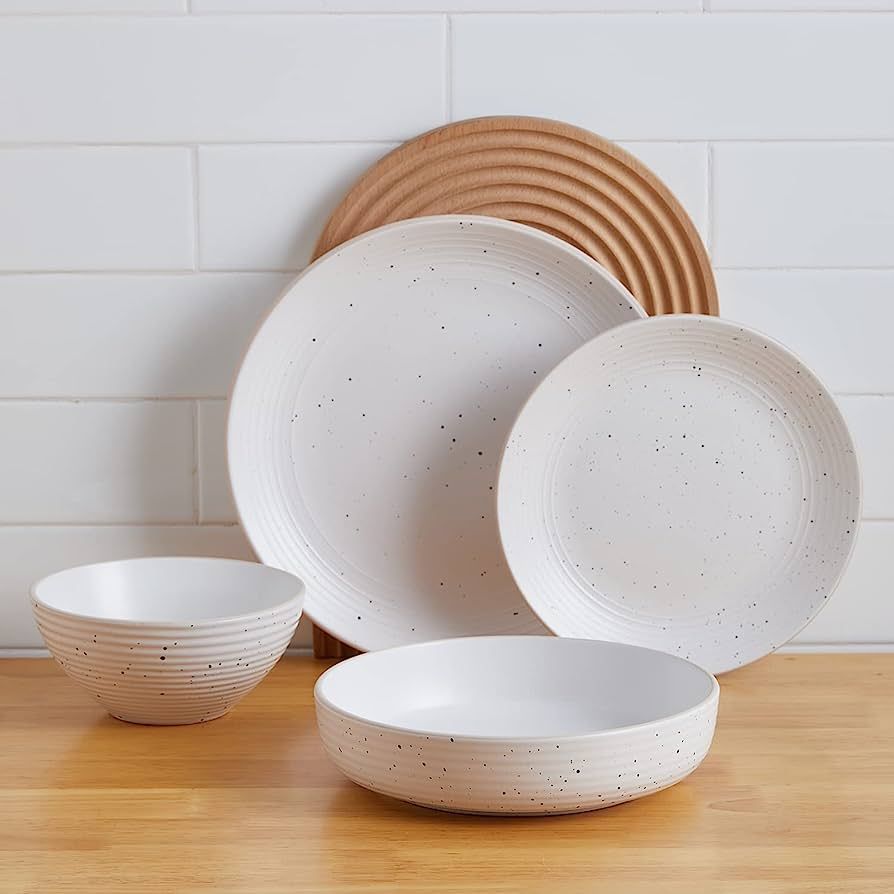 Stone Lain Lauren Stoneware Dinnerware Set, 16-Piece Service for 4, Off White | Amazon (US)