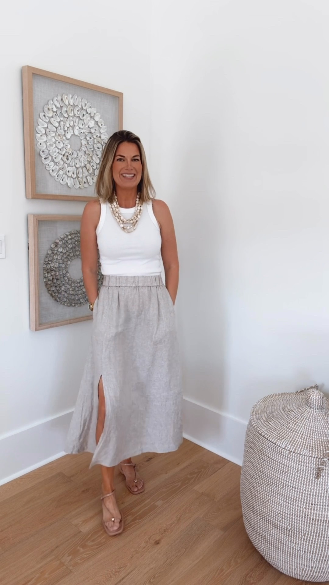 An alternative to shorts - this linen maxi skirt. Elastic waist with pockets. I am in size small in the skirt and tank.  

#LTKgrwm #LTKootd #LTKmomlife