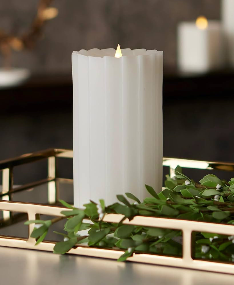Sutton Fluted Seasonal Realistic Motion Flameless Battery Powered Pillar Candle | 3D Moving Flame... | Amazon (US)