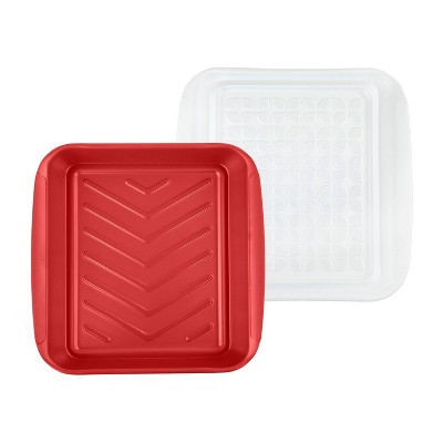Tovolo 10" Marinade Tray with Lid: 3.5 Volume, Red Plastic, Dishwasher-Safe, Food Storage Container, 21.5" Width | Target