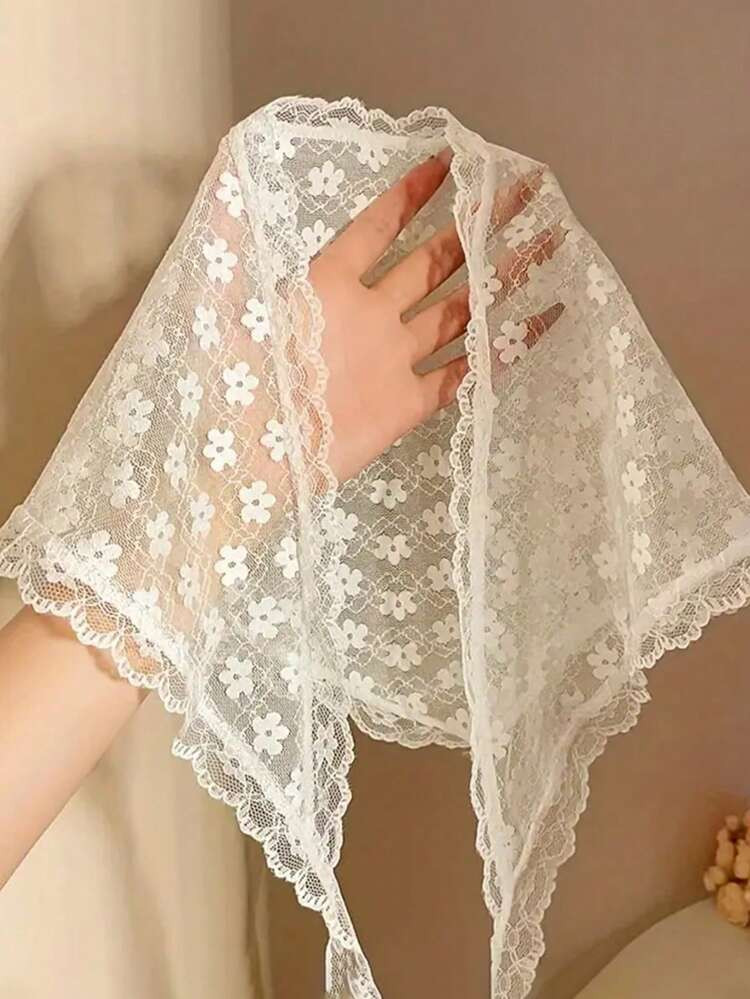 1pc French Lace Headband, Vintage Countryside Style Sweet White Hair Accessories, Polyester Retro... | SHEIN