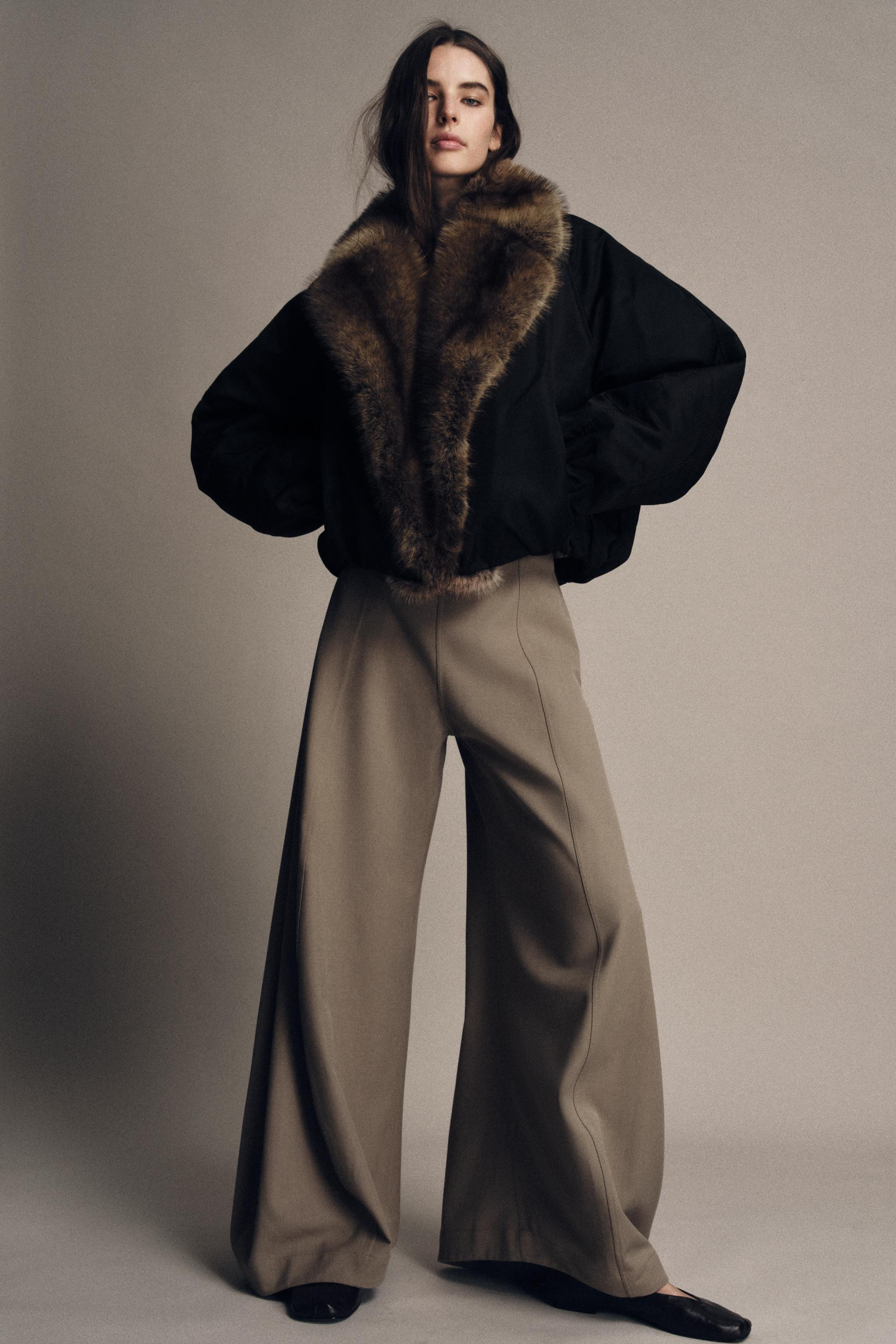 FAUX FUR COLLAR BOMBER JACKET ZW COLLECTION | Zara UK