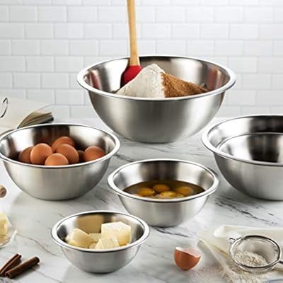 Stainless Steel Mixing Bowls (Set of 6) Stainless Steel Mixing Bowl Set - Easy To Clean, Nesting ... | Amazon (US)