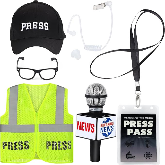 Yewong 6 Pcs Kids Journalist Costume Set News Reporter Cosplay Vest Hat Accessories Set for Press... | Amazon (US)
