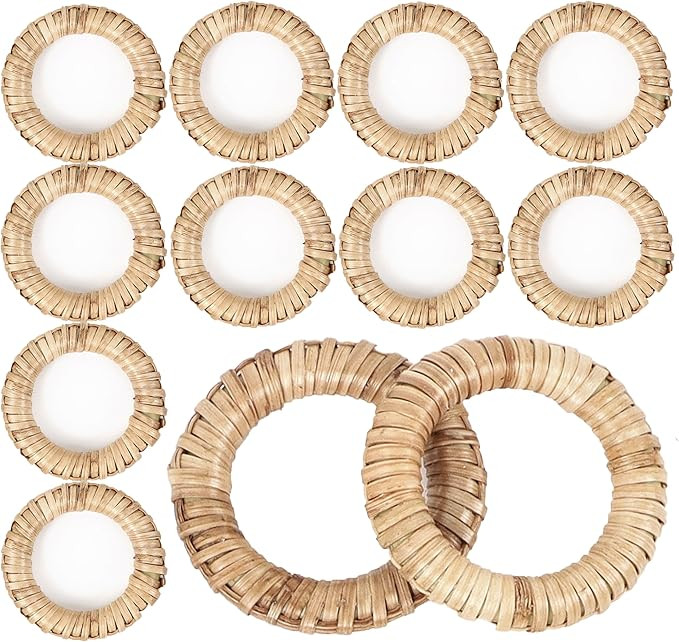 CLEENTABLE Woven Napkin Rings Set of 12 - Handmade Rattan Napkin Holders for Farmhouse Table Déc... | Amazon (US)