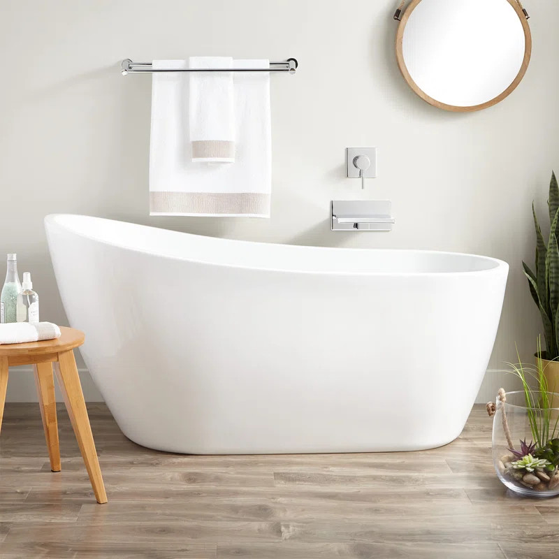 445938 Sheba 60" x 28" Freestanding Soaking Acrylic Bathtub | Wayfair North America