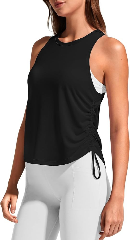 G4Free Lyocell Racerback Tank Tops for Women Ruch Side Yoga Workout Casual | Amazon (US)