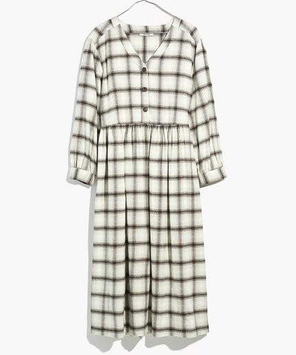 Madewell Celestial Blue Plaid Davina Button-Front Midi Dress - Women | Zulily