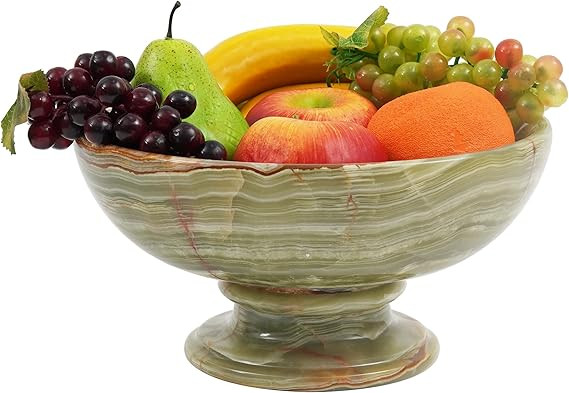 Radicaln Marble Fruit Bowl Green Onyx 10" Inch Handmade Fruit Dish For Farmhouse Kitchen Décor -... | Amazon (US)
