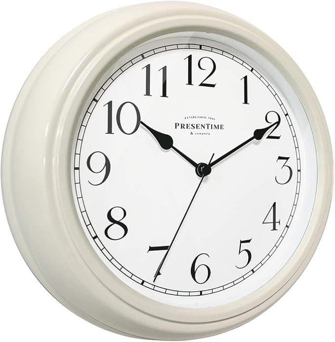 Presentime & Co Chic Home Collection 10" Molly Clock, Silent No Ticking, Cream White. Modern Deco... | Amazon (US)