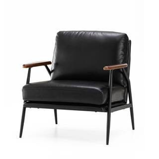 Glitzhome® 28" Modern Black Faux Leather Accent Armchair | 28" x 31" x 30.7" | Michaels® | Michaels Stores