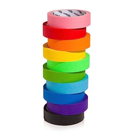 Craftzilla Colored Masking Tape – 10 Roll Multi Pack – 600 Feet x 1 Inch of Colorful Craft Ta... | Amazon (US)