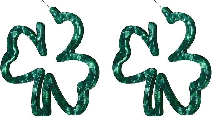 Green Shamrock Hoop Earrings St Patrick's Day Irish Good Luck Acrylic Resin Clover Hoop Earrings ... | Amazon (US)