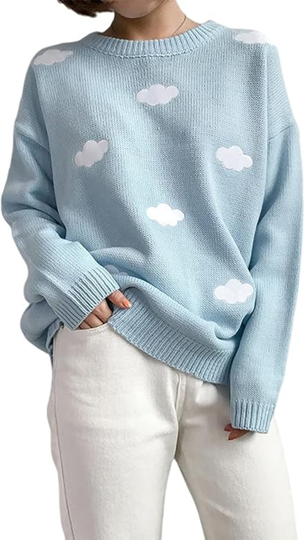 Eteviolet Womens Y2K Sweater Kawaii Vintage Long Sleeve Knit Oversized Pullover Jumper Cute Sweaters | Amazon (US)