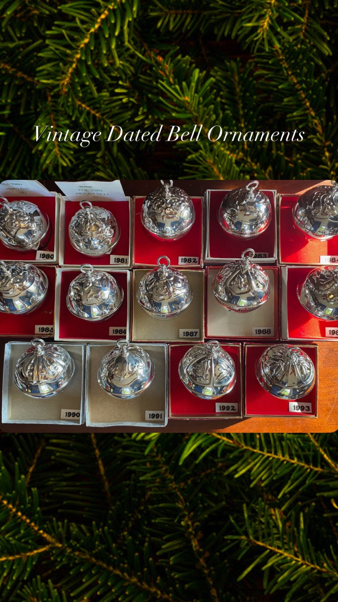 Vintage silver bell ornament with dated engraving. A classic collectible for any Christmas tree.

Christmas Ornament. Collectible Ornament. Silver. Reed & Barton. Classic Christmas. Vintage Christmas. Dated Ornament. Lavender Rose Home.

#LTKSeasonal #LTKHome #LTKHoliday