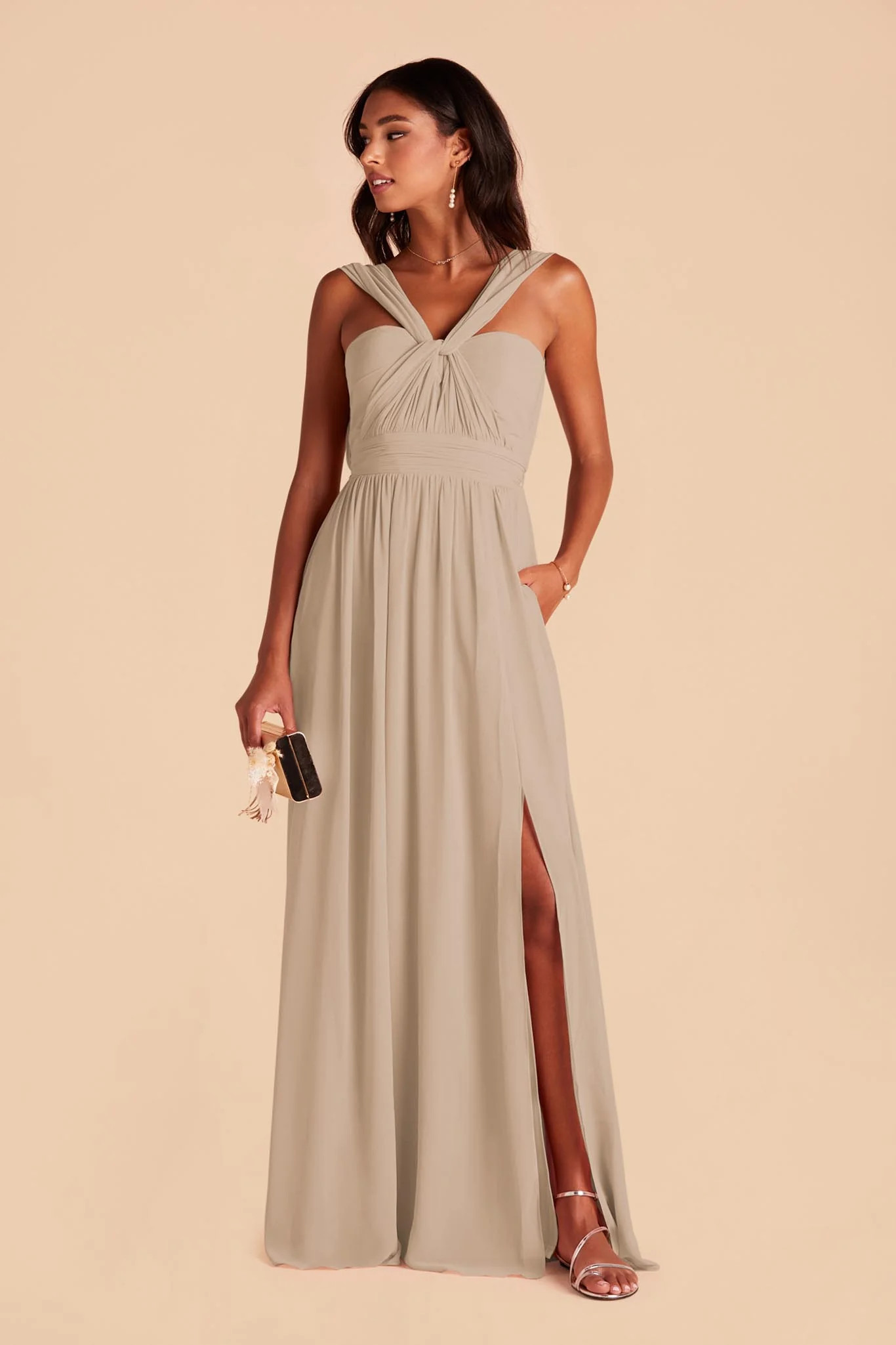 Grace Convertible Chiffon Bridesmaid Dress in Almond | Birdy Grey | Birdy Grey